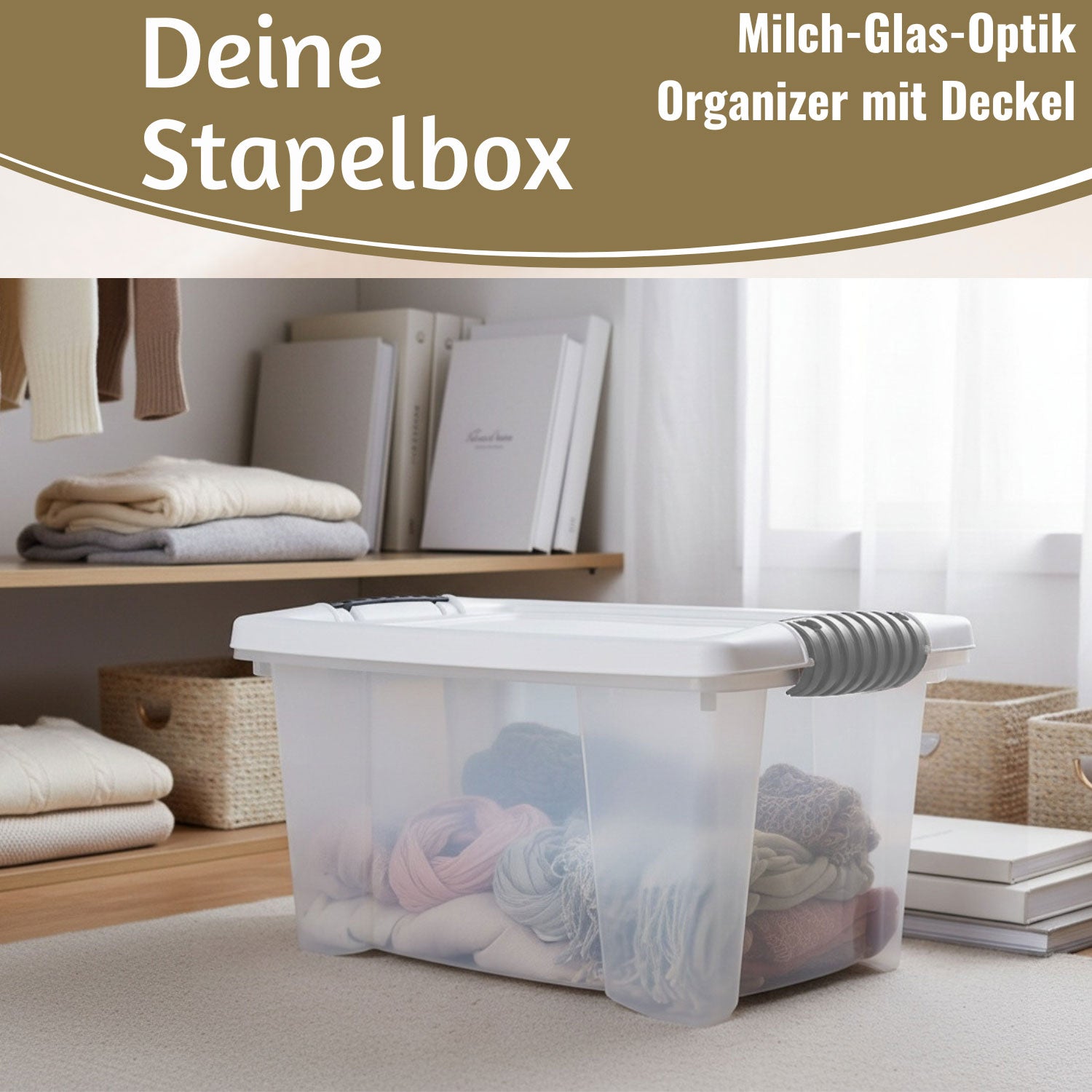 LS-LebenStil Stapelbox 30x20x15cm Deckel transparent