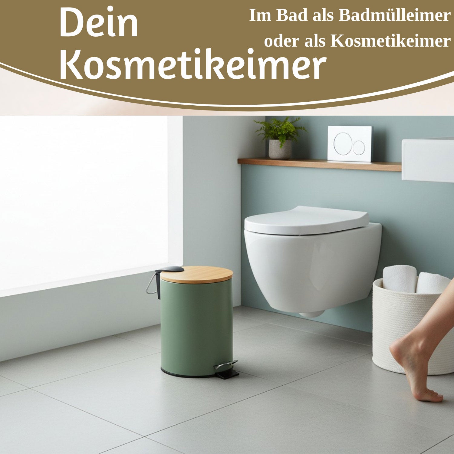 LS-LebenStil Tretmülleimer 3L Grün Rund Soft Close