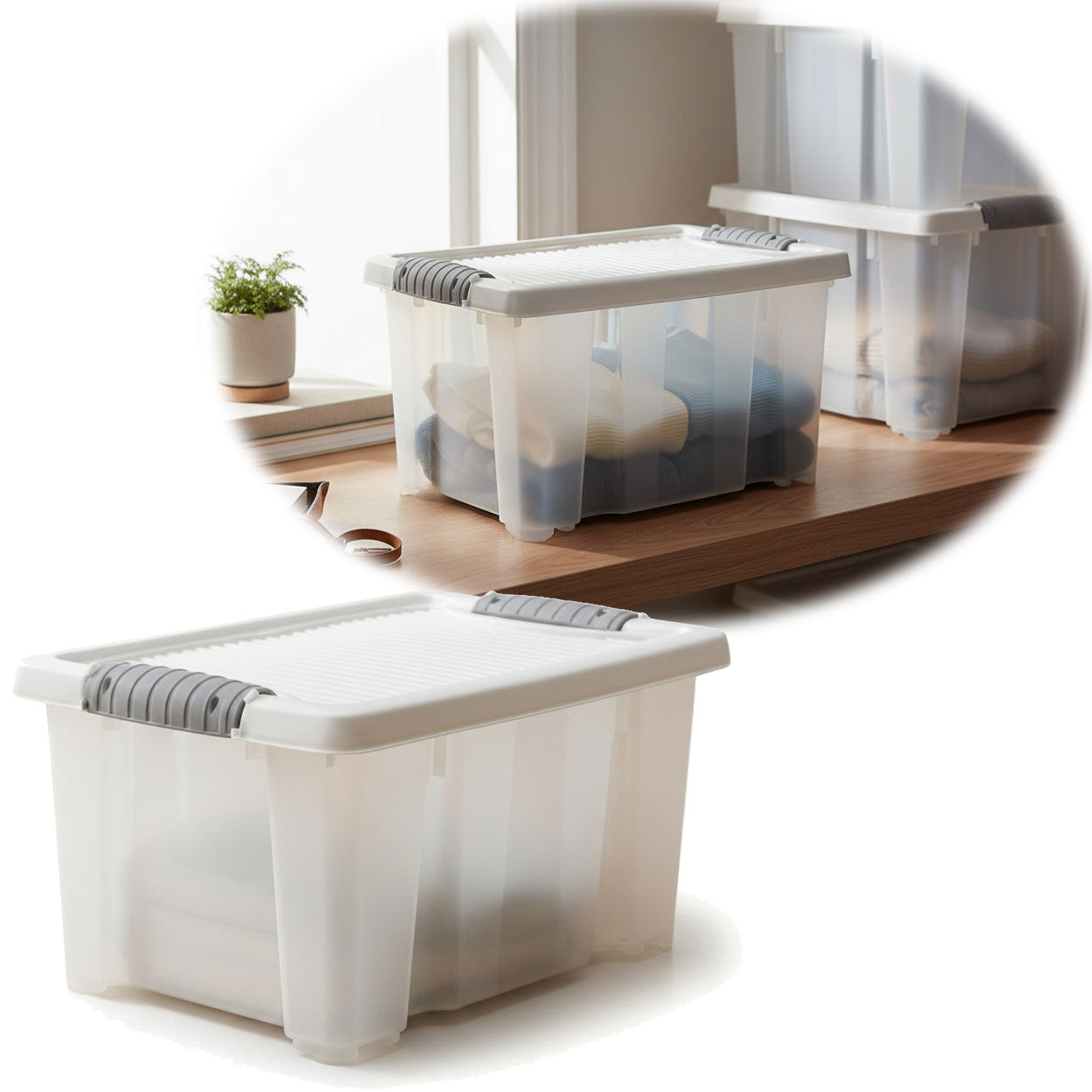 LS-LebenStil Stapelbox 30x20x15cm Deckel transparent