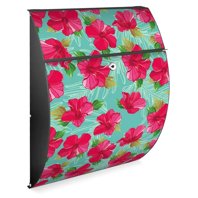 Banjado Riviera Briefkasten Anthrazit Hibiskus A4 Einwurf