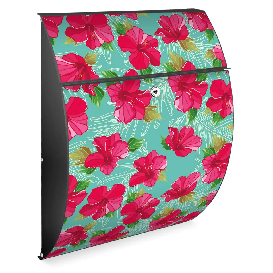 Banjado Riviera Briefkasten Anthrazit Hibiskus A4 Einwurf