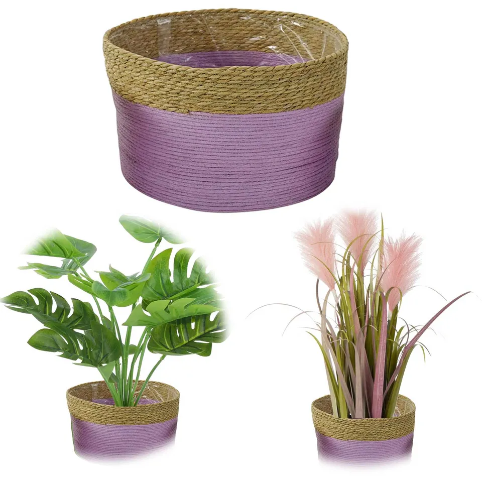 LS-LebenStil Garten & Camping Übertopf Palma 28cm Seegras Flieder