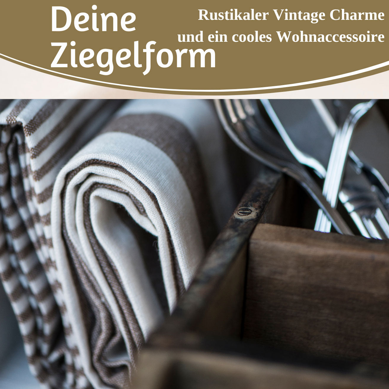 LS-LebenStil Möbel & Wohnen Ziegelform Unika 31cm Braun 3-fach Holzbox