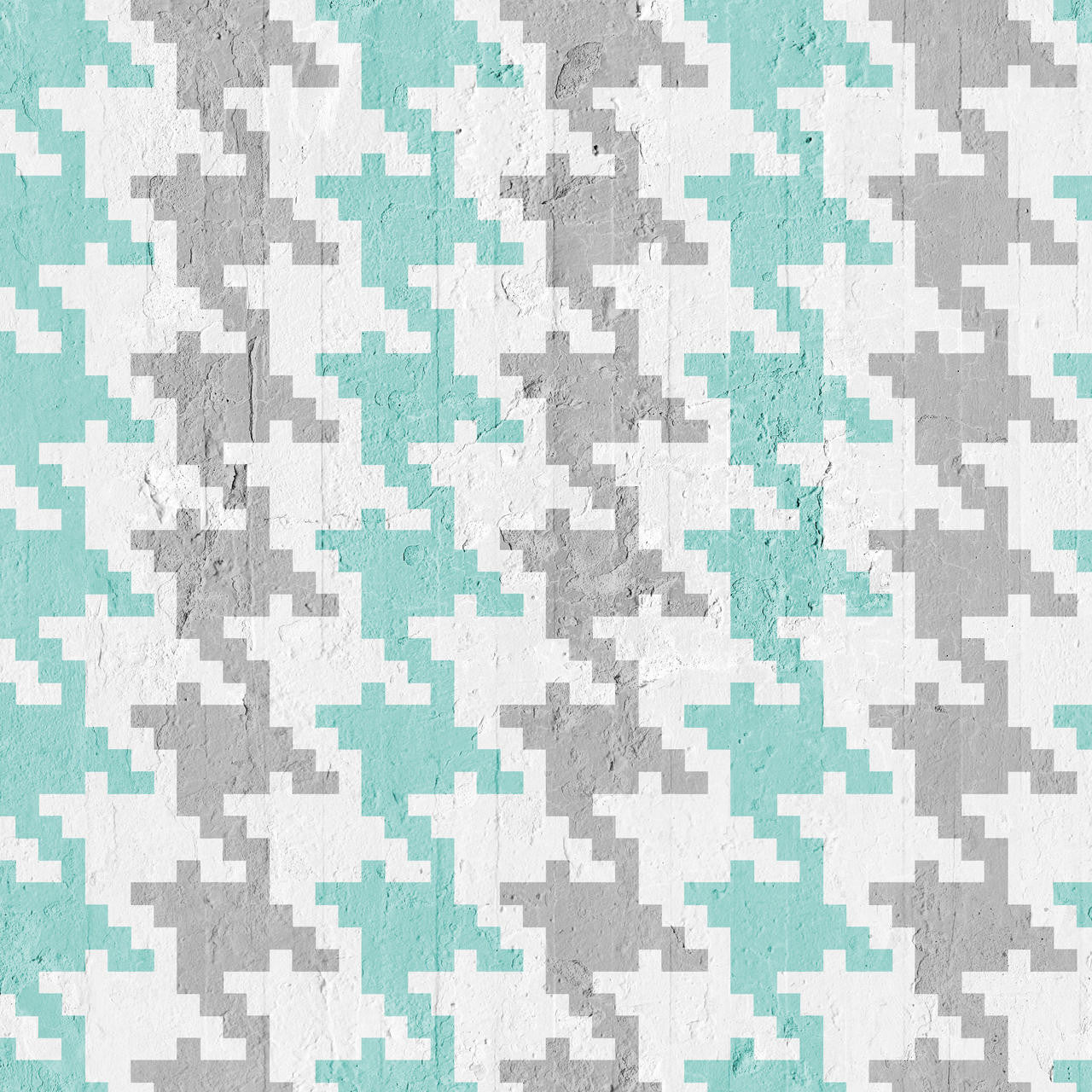 Mineheart Pied De Poule Tapete Aquamarin Grau A3 Muster