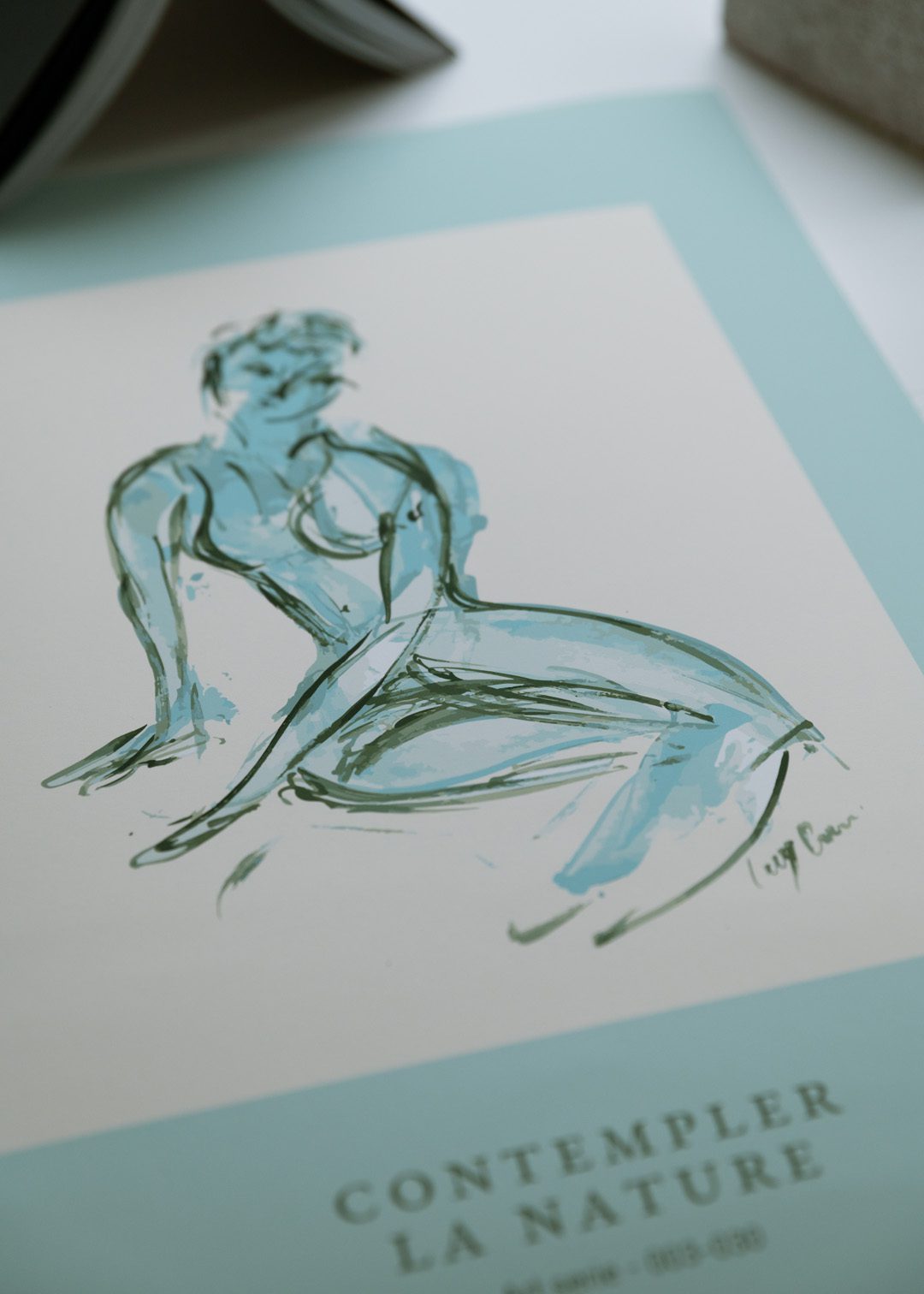 The Poster Club Art Prints Contempler la Nature Poster 30x40 blau