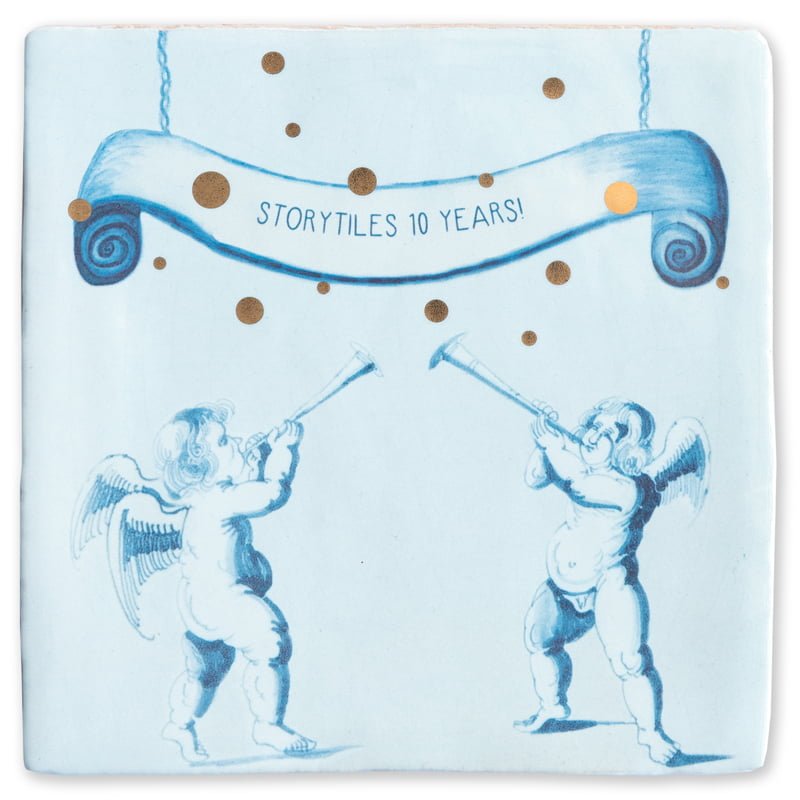 Storytiles Delft blue La grande festa Fliese 10x10 cm Gold