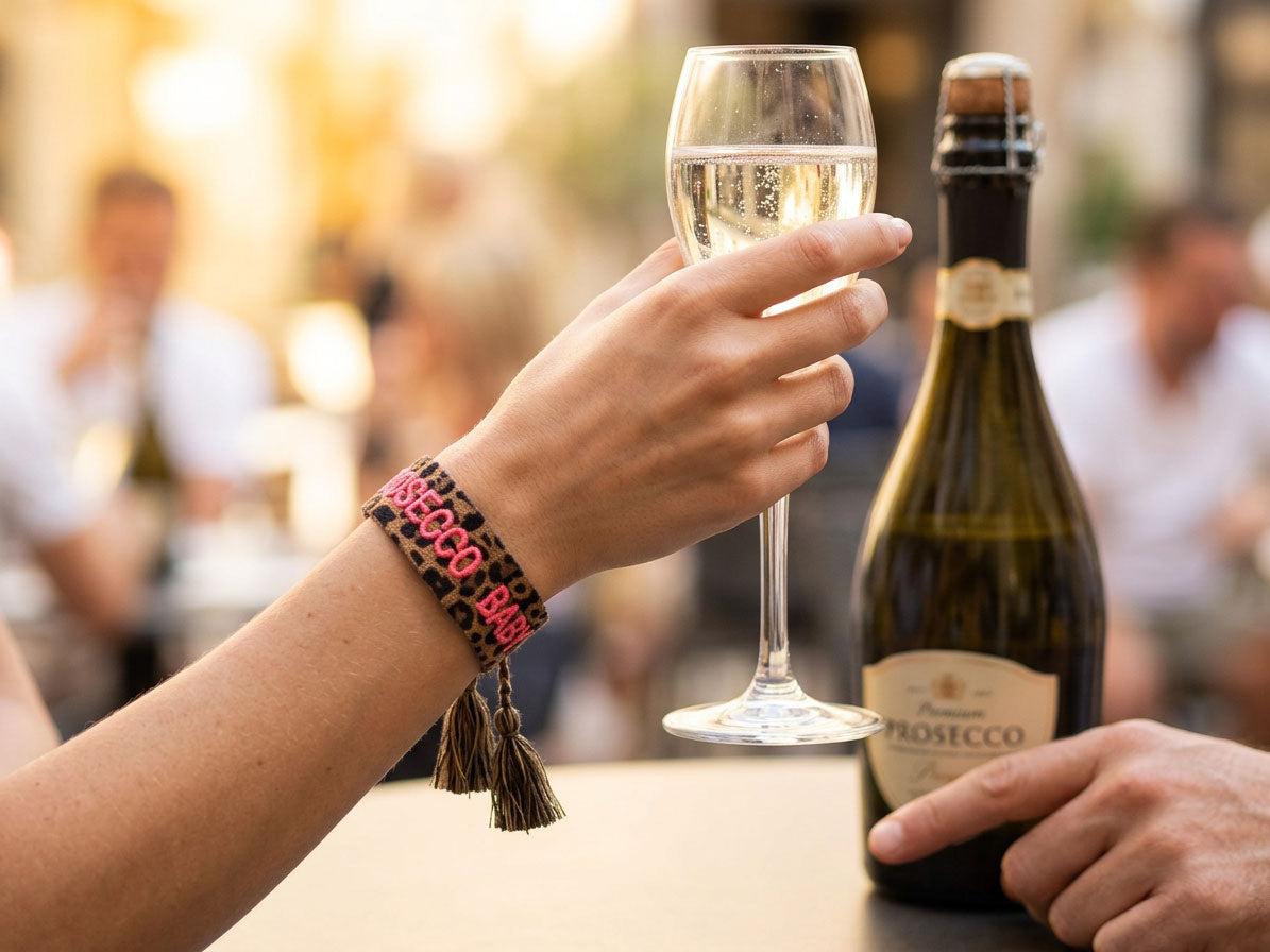 LS-LebenStil Canvas Armband Leo Prosecco Baby Neon Bubble