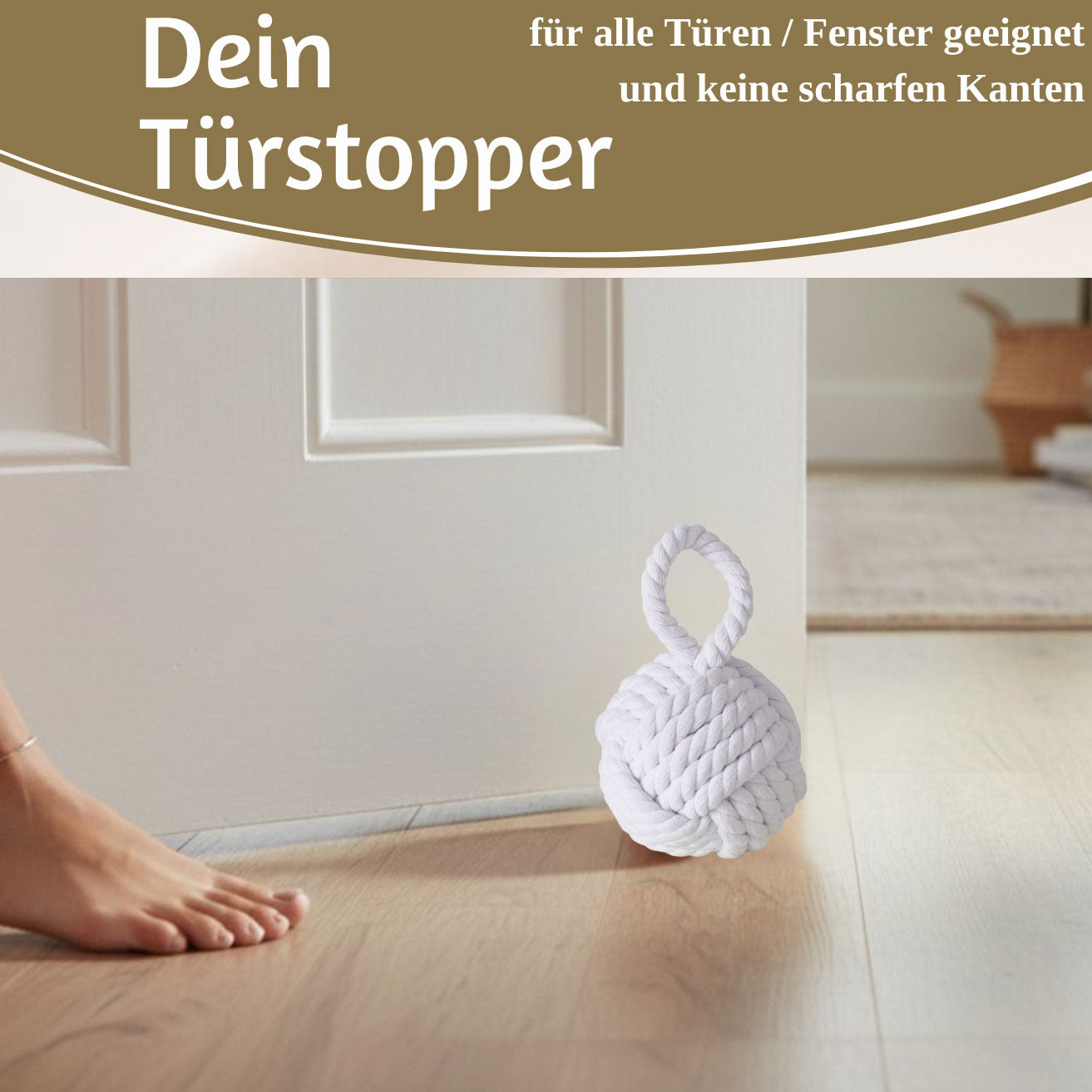 LS-LebenStil Türstopper Malmö Jute Weiß 23cm 1,3kg