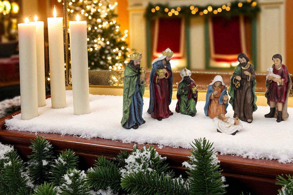 LS-LebenStil Krippenset 7 Figuren 12cm Krippenfiguren handbemalt