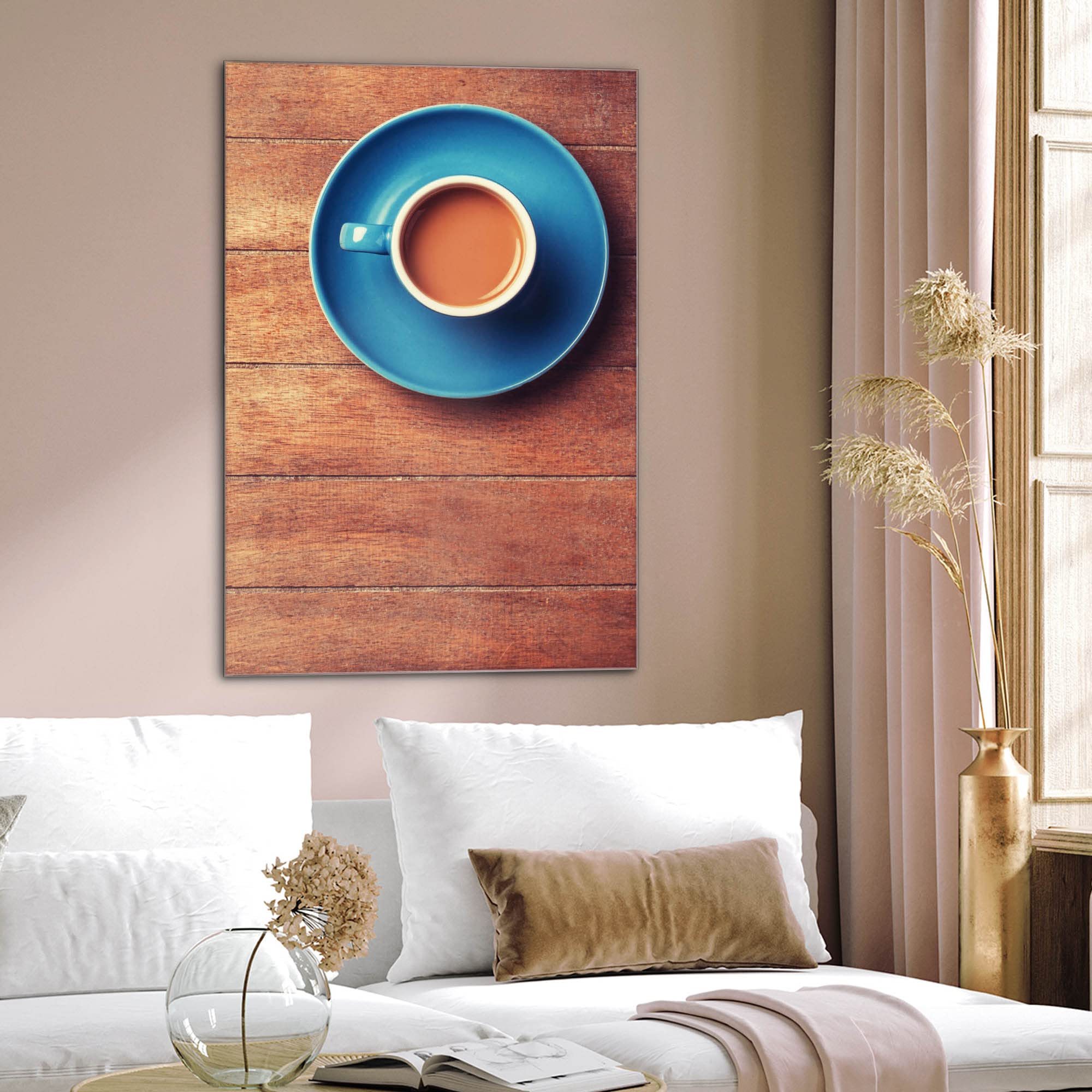 Banjado Magnettafel Blaue Tasse Glas 40x60 cm Küche
