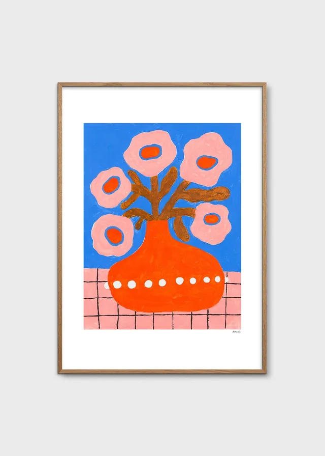 The Poster Club Flowers Pearl Vase Poster A4 Blumen blau