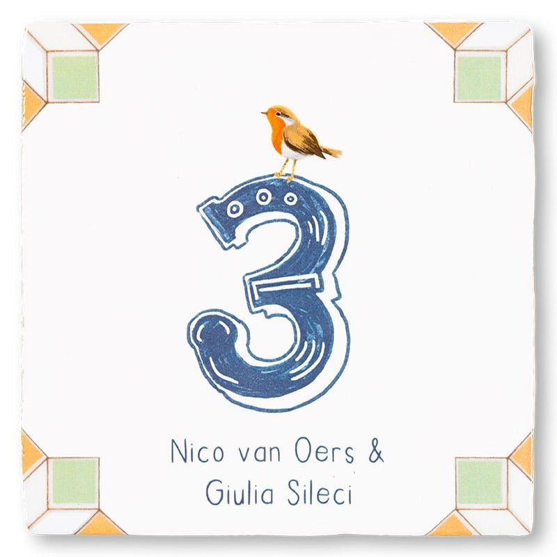Storytiles Delft Blue 't Roodborstje telt Fliese 10x10 personalisierbar