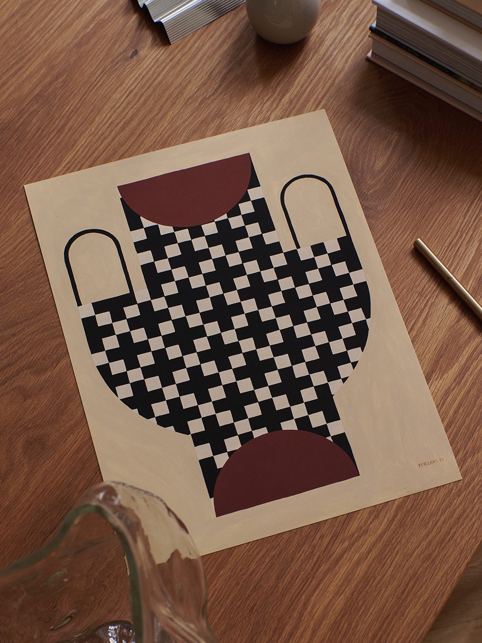 The Poster Club Art Prints Vase With Cross Pattern Poster 30x40