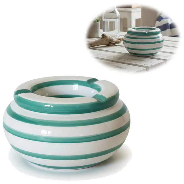 LS-LebenStil Sturmaschenbecher XL Türkis-Weiß 14x9cm