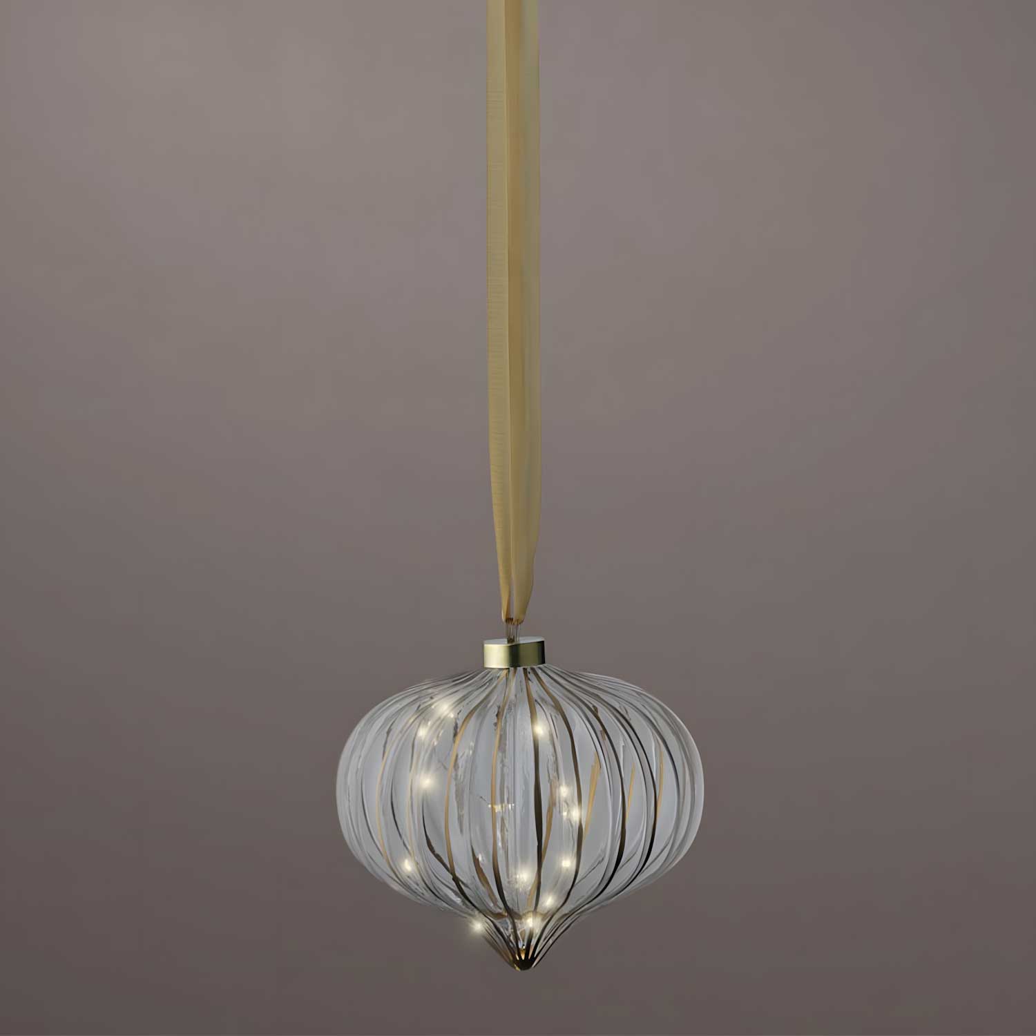 LS-LebenStil Kampen Lichtkugel Glas Gold 20cm 15 LED