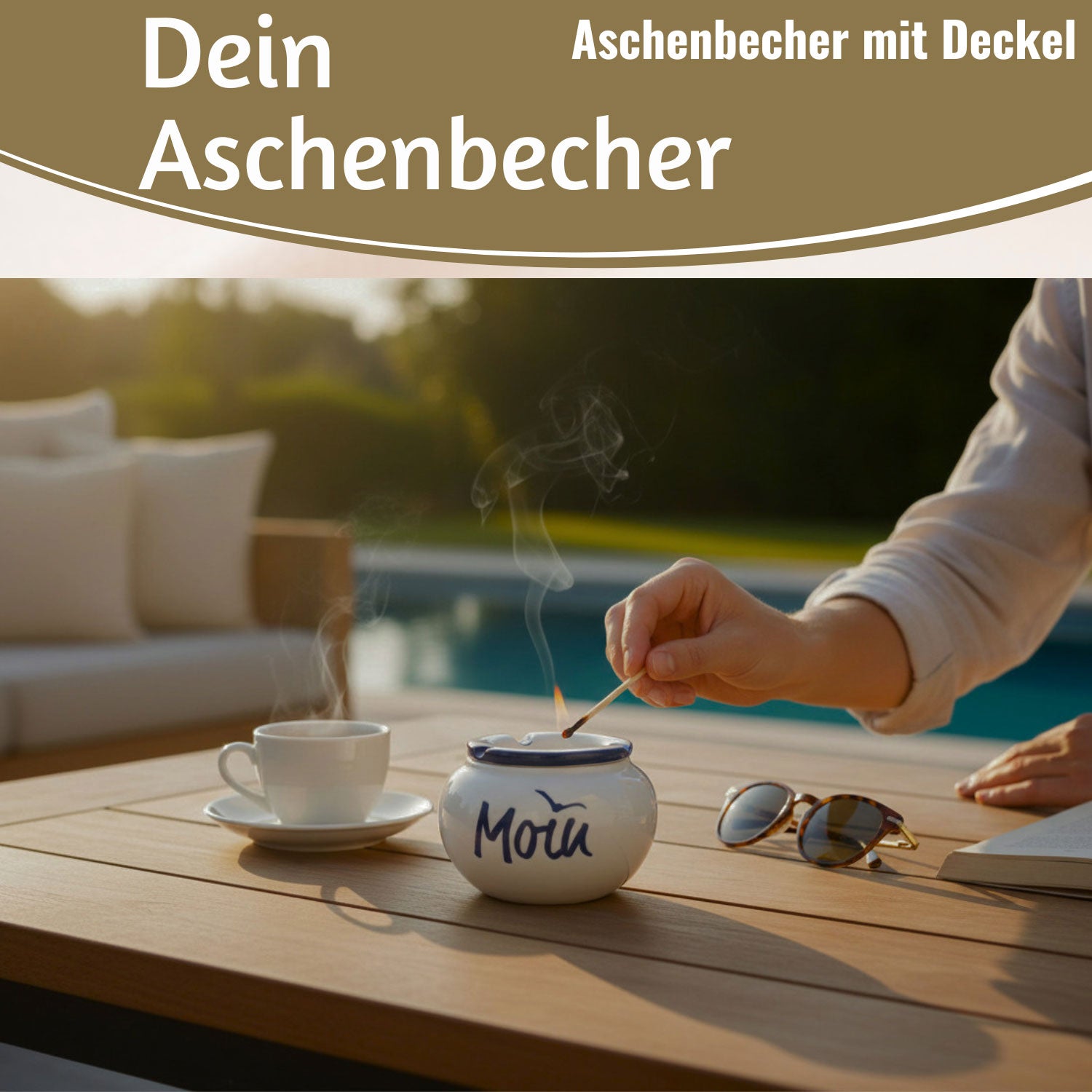LS-LebenStil Moin Sturmaschenbecher Keramik Weiß Blau 10x7,5cm