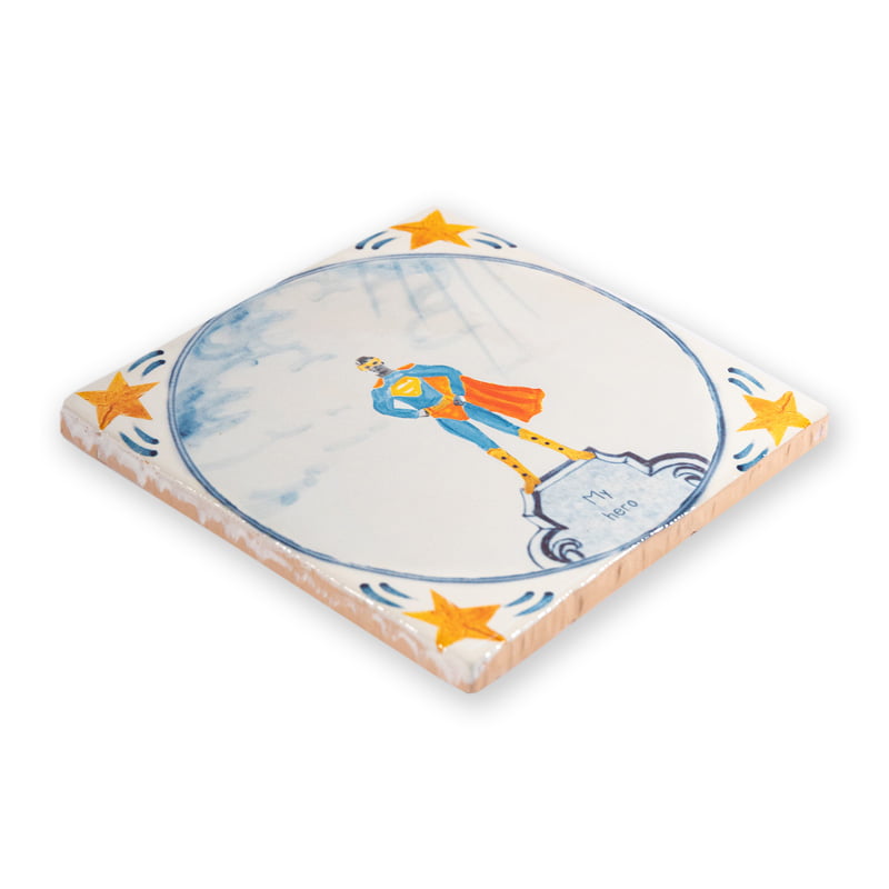 StoryTiles Delft Blue Superman Wandfliese 10x10 personalisierbar