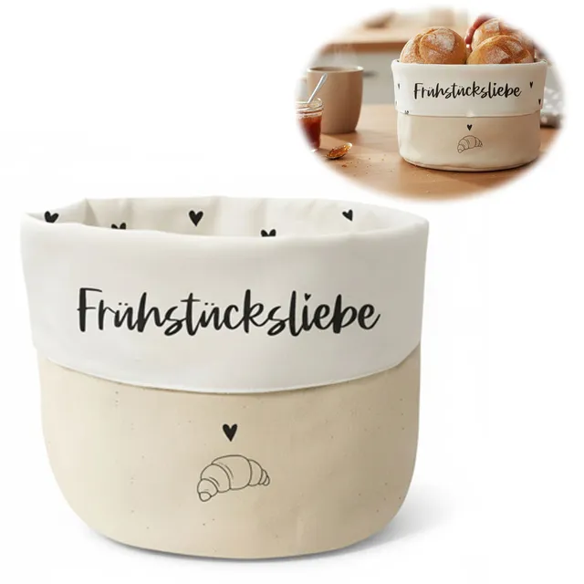 LS-LebenStil Frühstücksliebe Brotkorb Baumwolle Creme 20x16cm