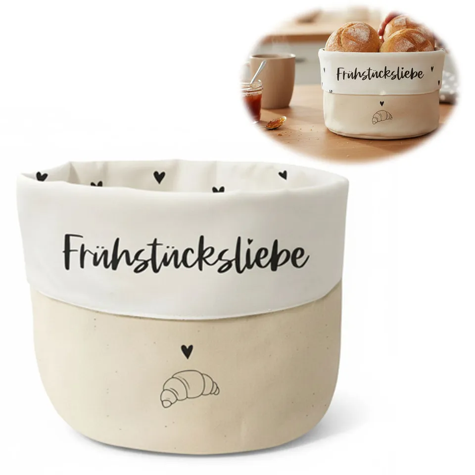 LS-LebenStil Frühstücksliebe Brotkorb Baumwolle Creme 20x16cm