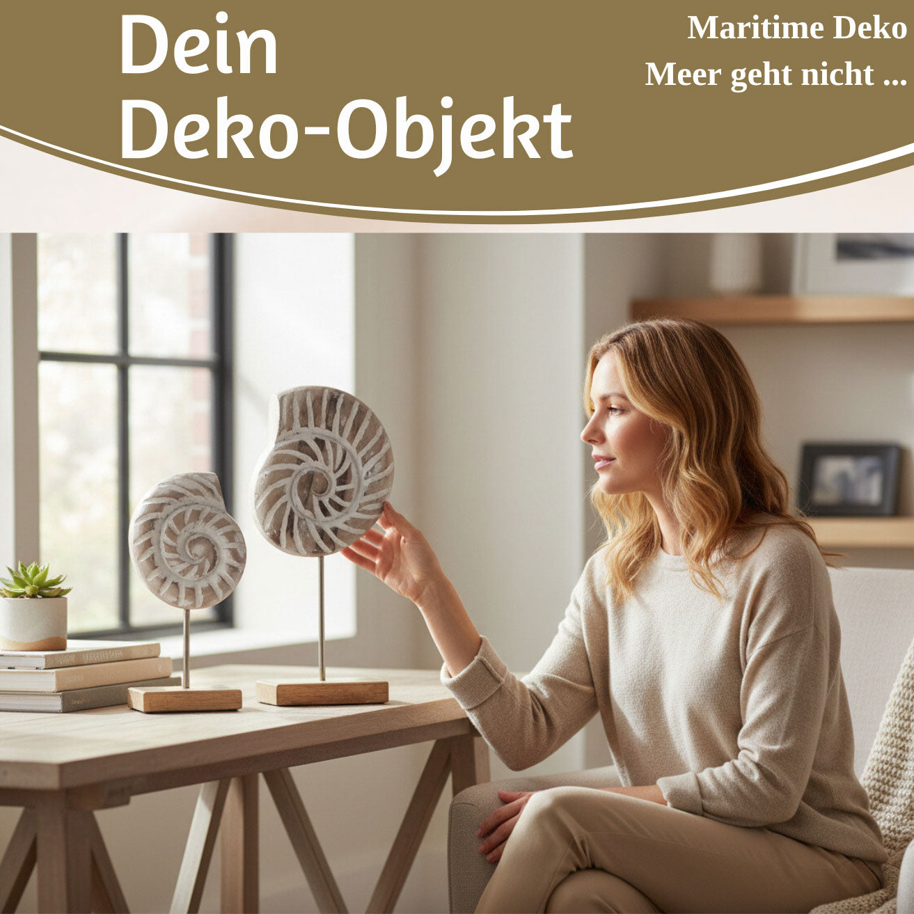LS-LebenStil Sylt Muscheln Deko Objekt Set 2tlg Mango Holz