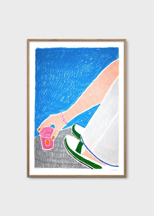 The Poster Club Art Prints Café au Parc Poster 50x70 cm blau