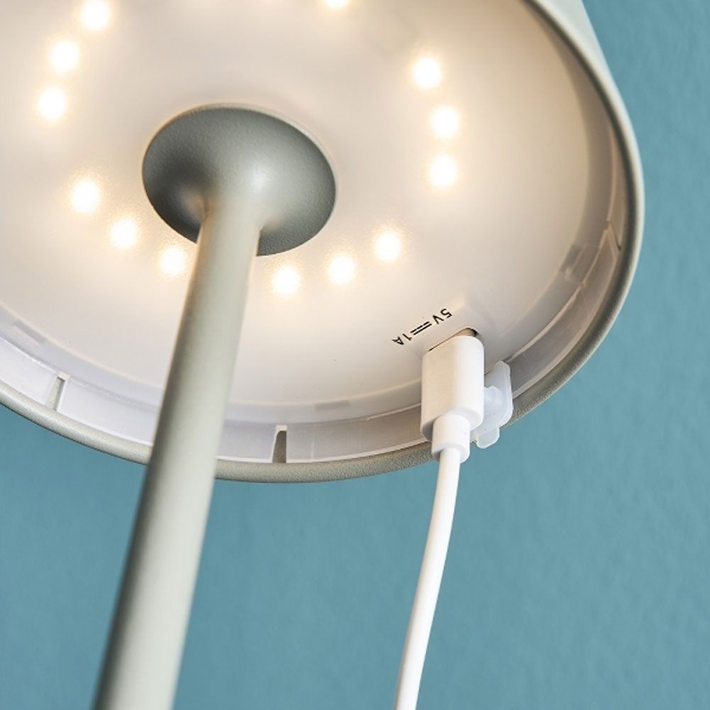 LS-LebenStil Ribe LED Tischlampe Taupe 38cm RGB Akku