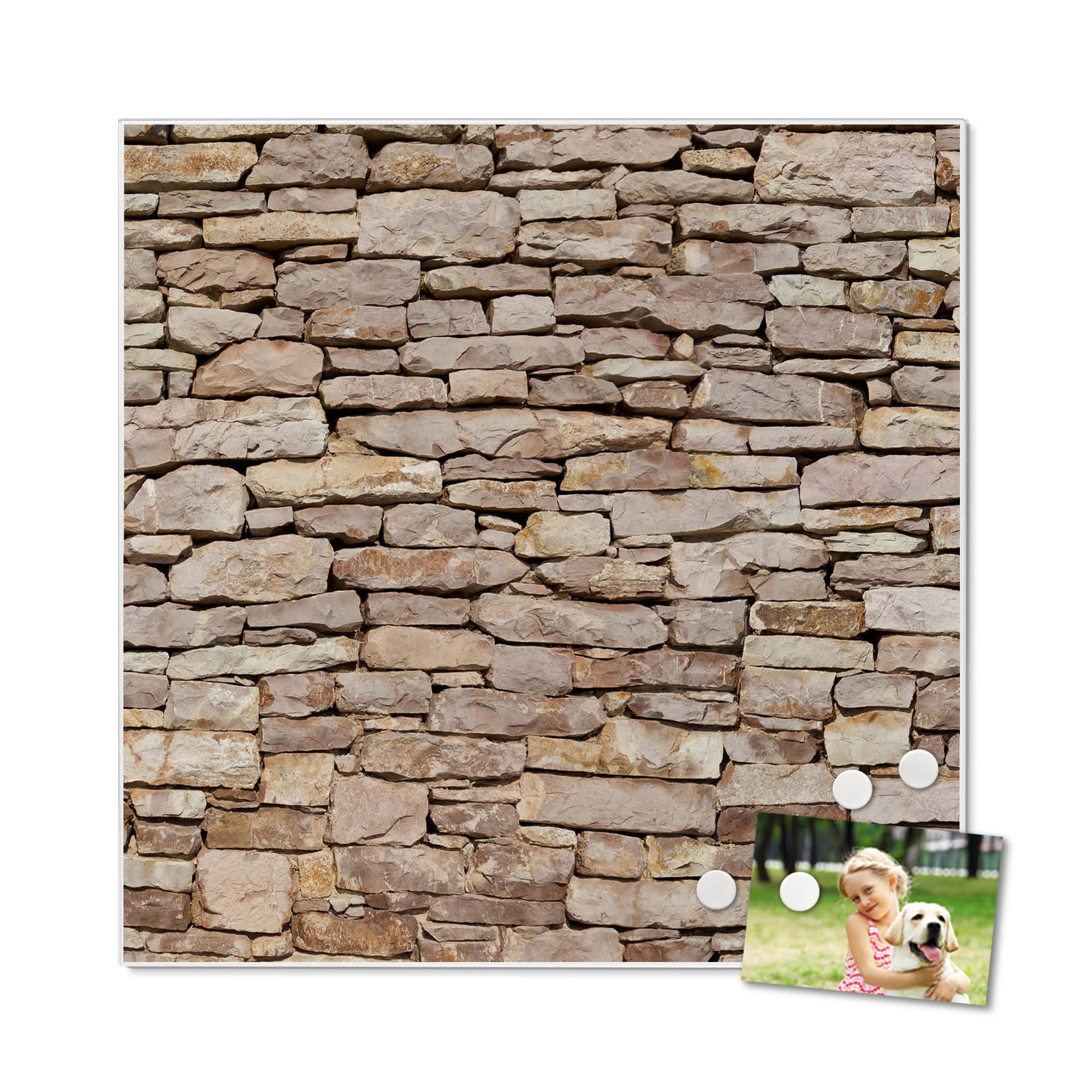 Banjado Magnettafel Stadtmauer Metall 50x50 cm mit Magneten