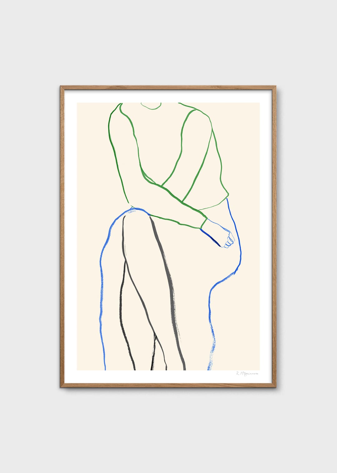 The Poster Club Sitting Poster 30x40 cm blau-grün
