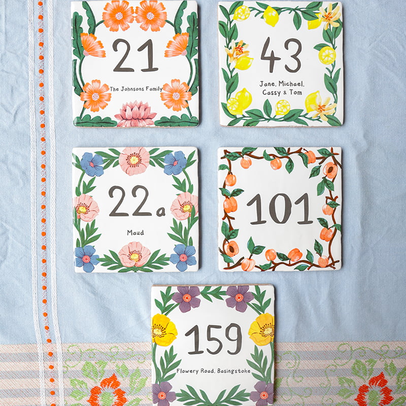 StoryTiles Delft Blue Bloemenseizoen Hausnummer Fliese S 10x10