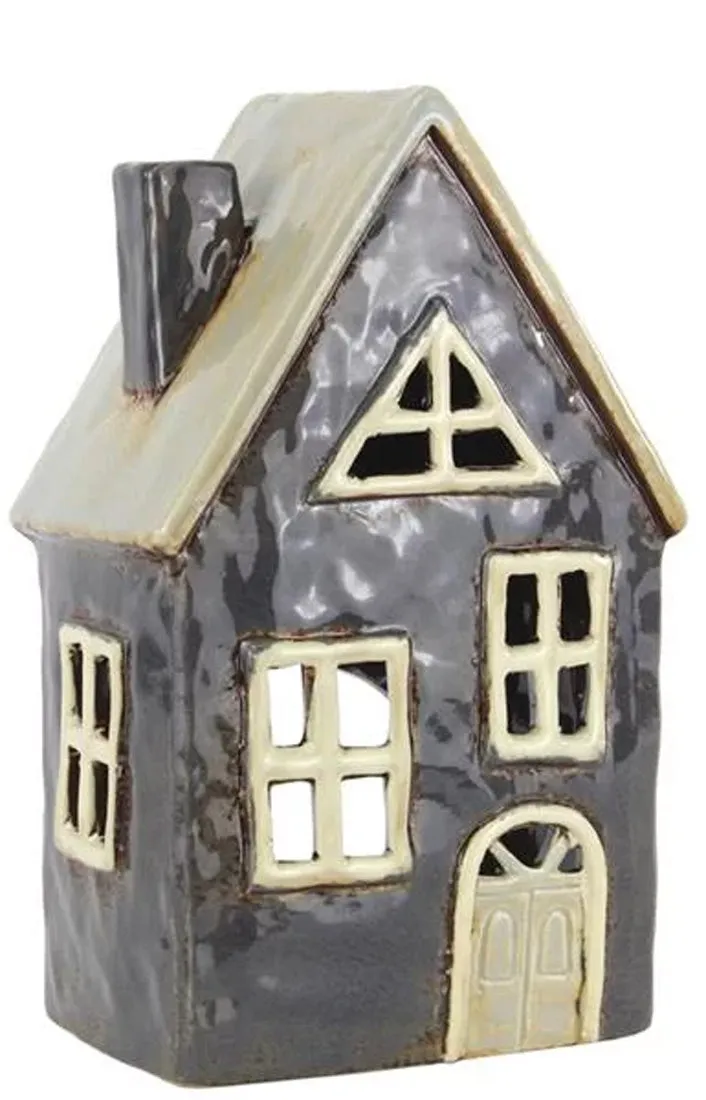 Nyhavn Teelichthaus Fachwerk Blau Keramik 19cm Lichterhaus