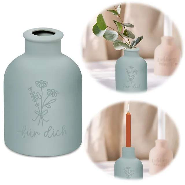 LS-LebenStil Für Dich Tischvase Blumenvase Mint Keramik 10cm