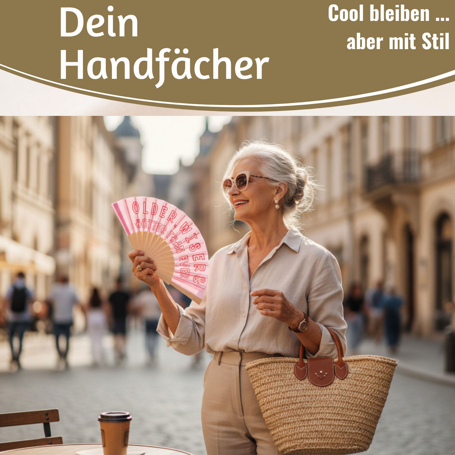 LS-LebenStil Older Wiser Hotter Fächer Pink Rot faltbar
