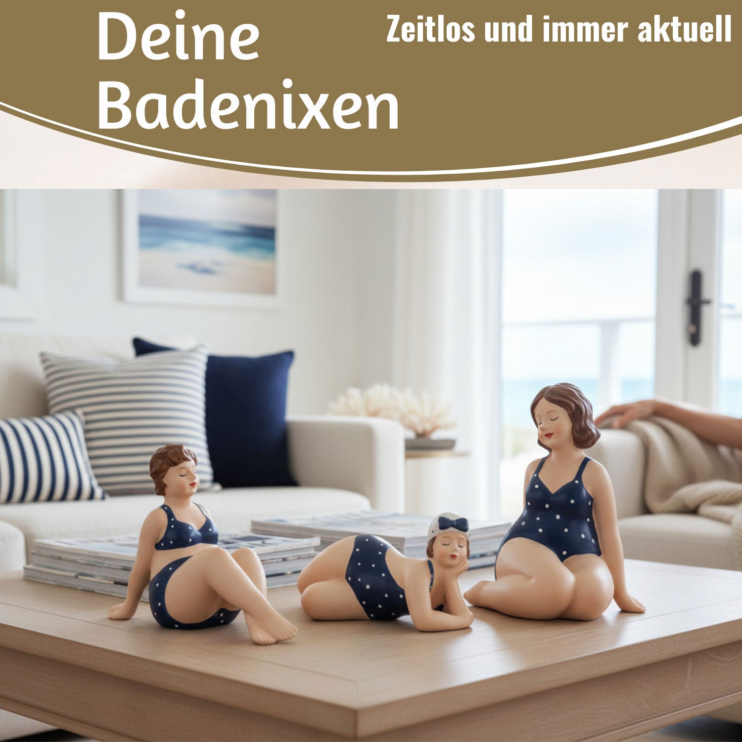 LS-LebenStil Molly Badenixe Dekofigur 3er Set blau-weiß
