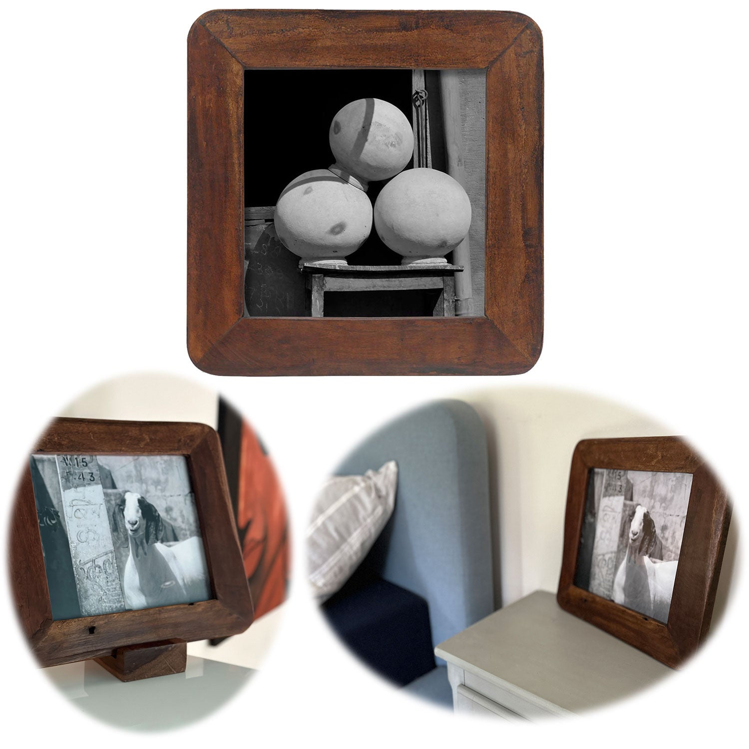 LS-LebenStil Möbel & Wohnen Vintage Bilderrahmen 20x20cm Holz