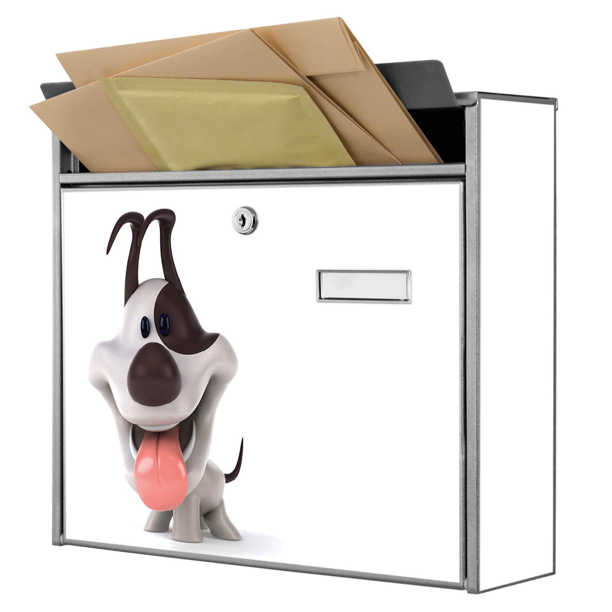 Banjado Briefkasten Burg-Wächter 32x36cm Comic-Hund Silber