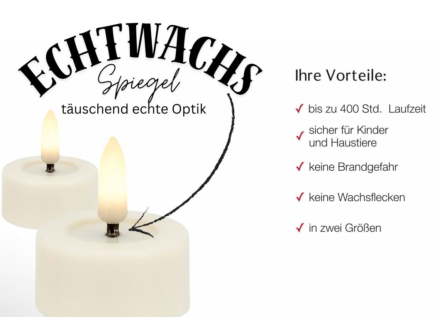 LS-LebenStil Ribe LED Teelichter Creme 4,5cm 2er Set Echtwachs