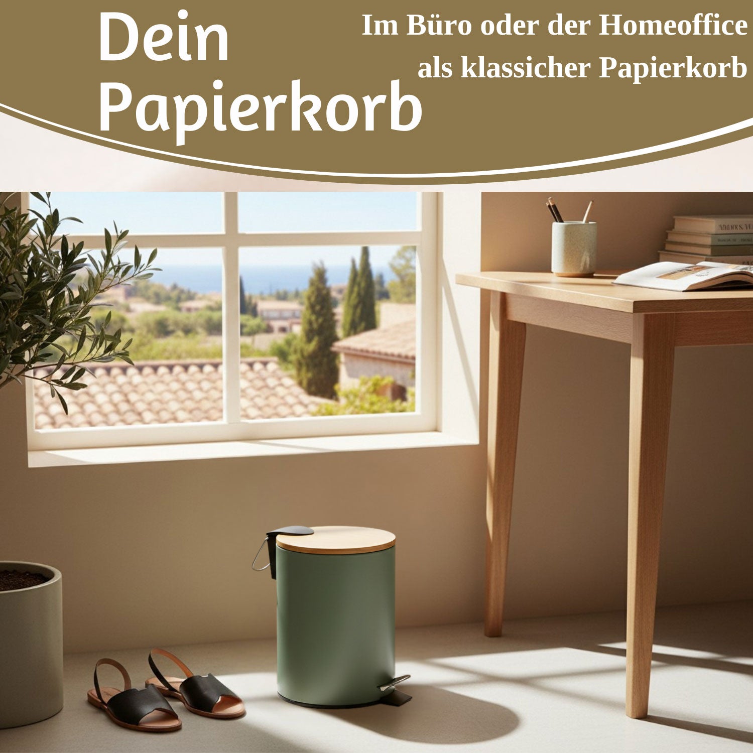 LS-LebenStil Tretmülleimer 3L Grün Rund Soft Close