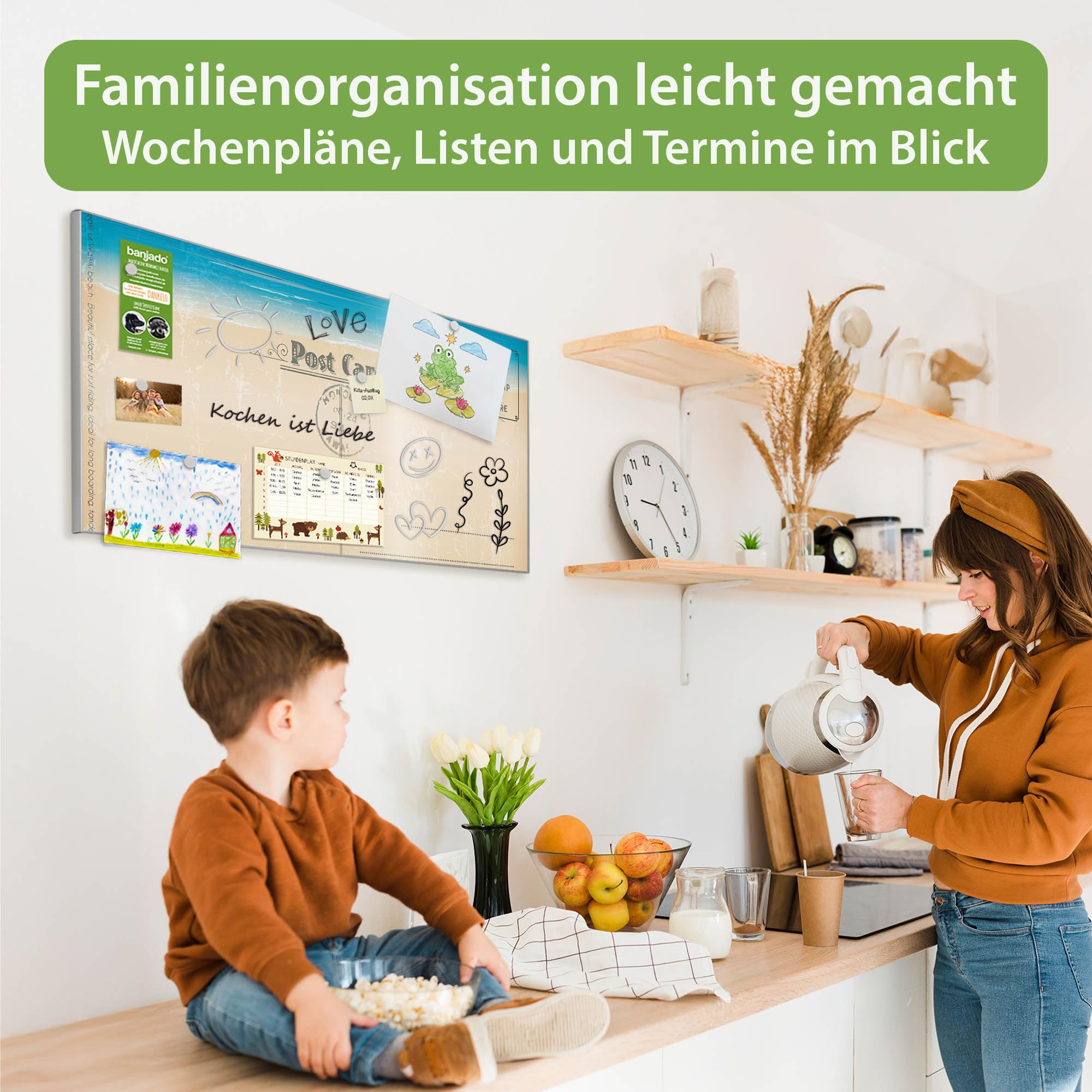 Banjado Magnettafel Postkarte 78x37 cm Metall beschreibbar