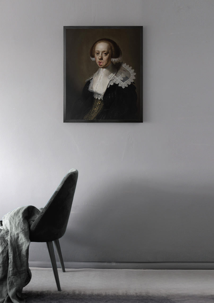 Mineheart Wall Art Lady with Tongue out 2 Leinwandbild bunt