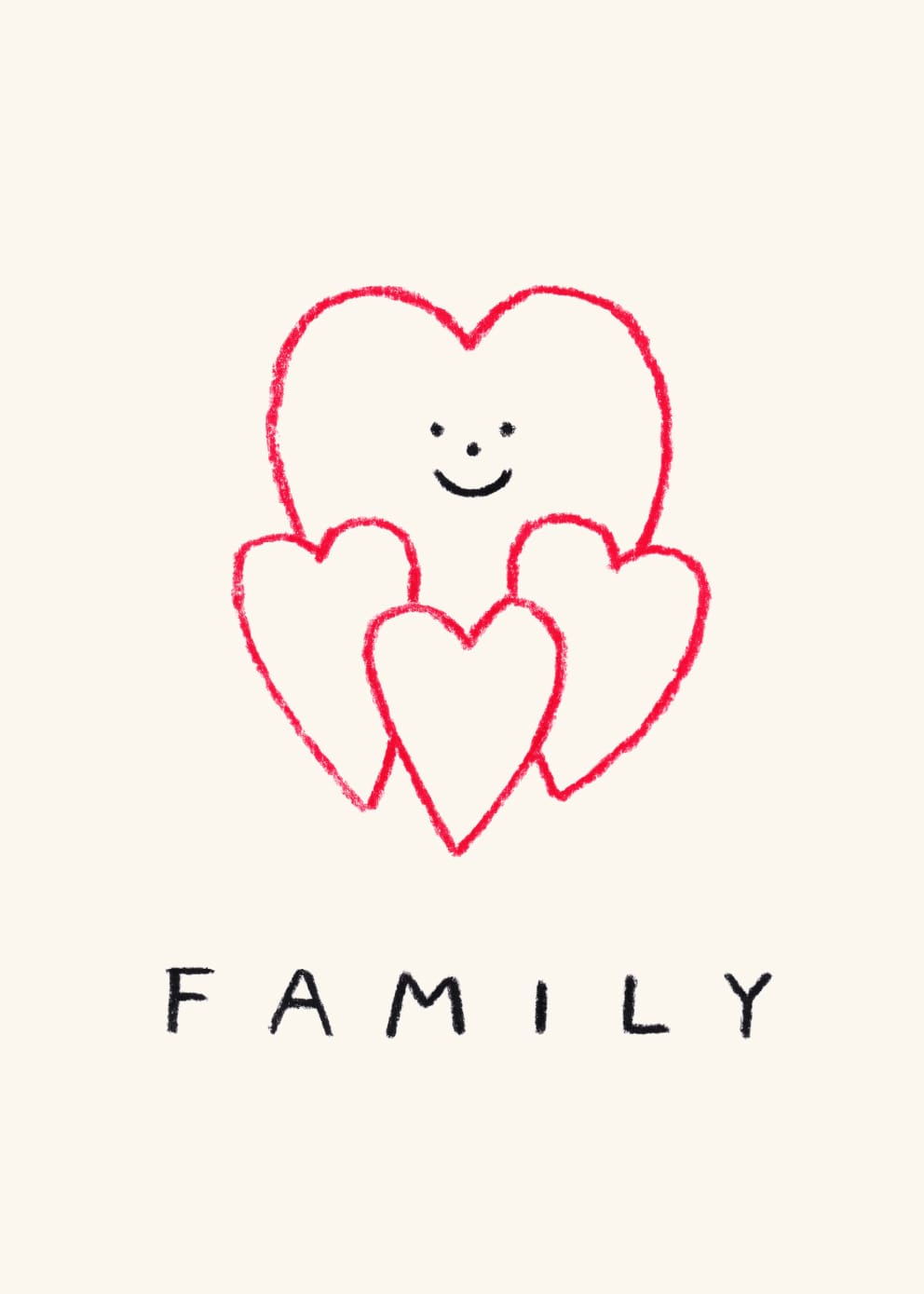 The Poster Club Family Kunstdruck 30x40 cm Linien Rot