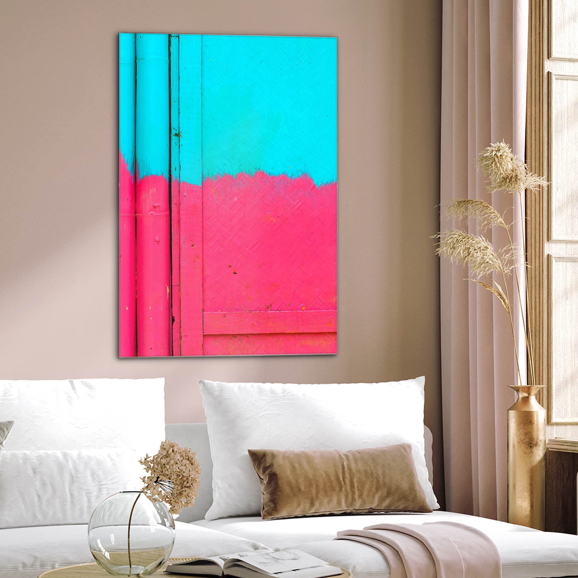 Banjado Magnettafel Glas Zwei Farben 40x60 Holzoptik beschreibbar
