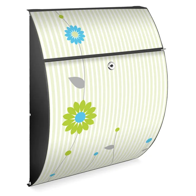 Banjado Briefkasten Riviera 46x33,5x13cm Zarte Blumen Anthrazit