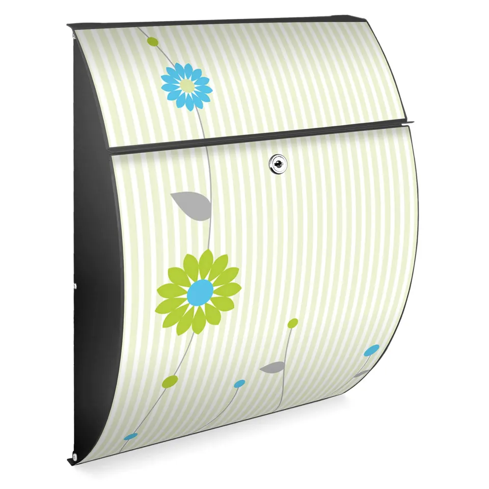 Banjado Briefkasten Riviera 46x33,5x13cm Zarte Blumen Anthrazit