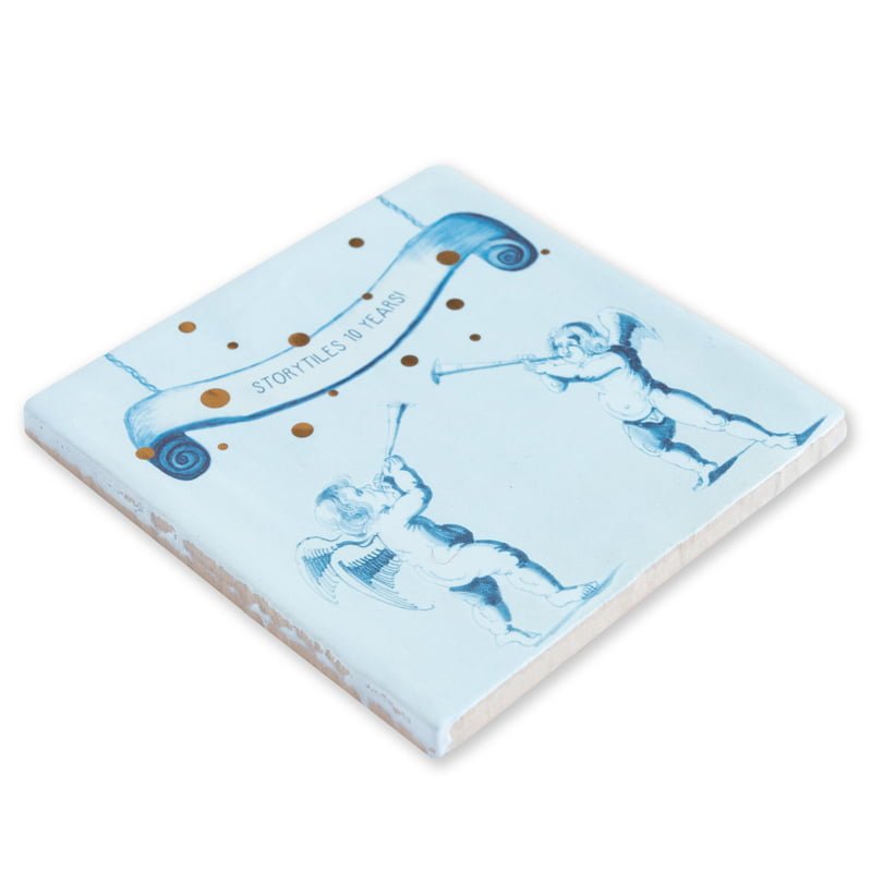 Storytiles Delft blue La grande festa Fliese 10x10 cm Gold