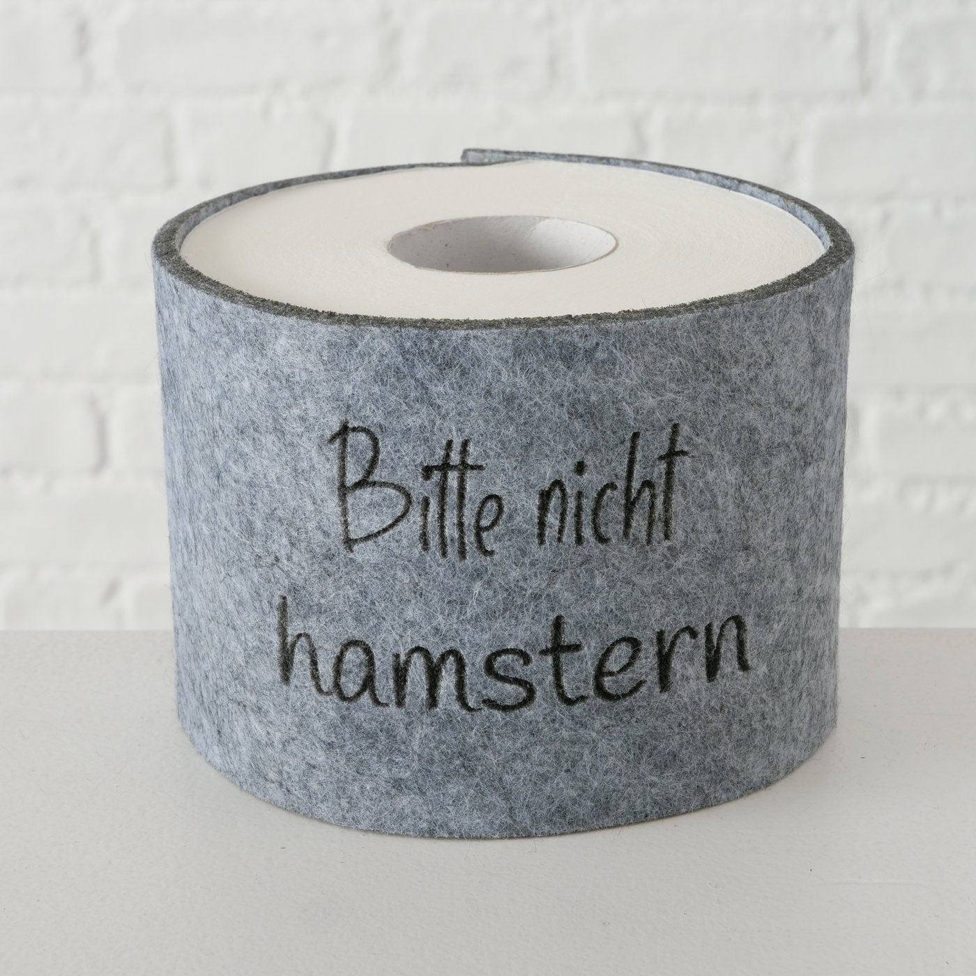 LS-LebenStil Nicht Hamstern Banderole Filz Grau 42cm