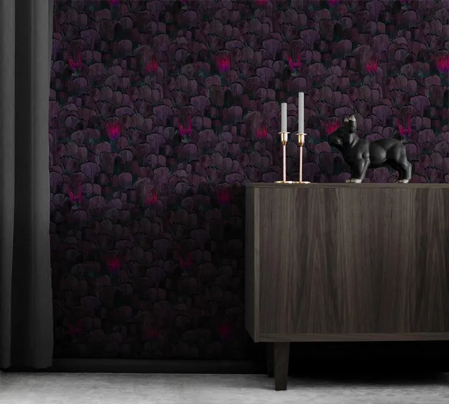Mineheart Wallpaper Feather Pattern Tapete Purple Federmuster Lila