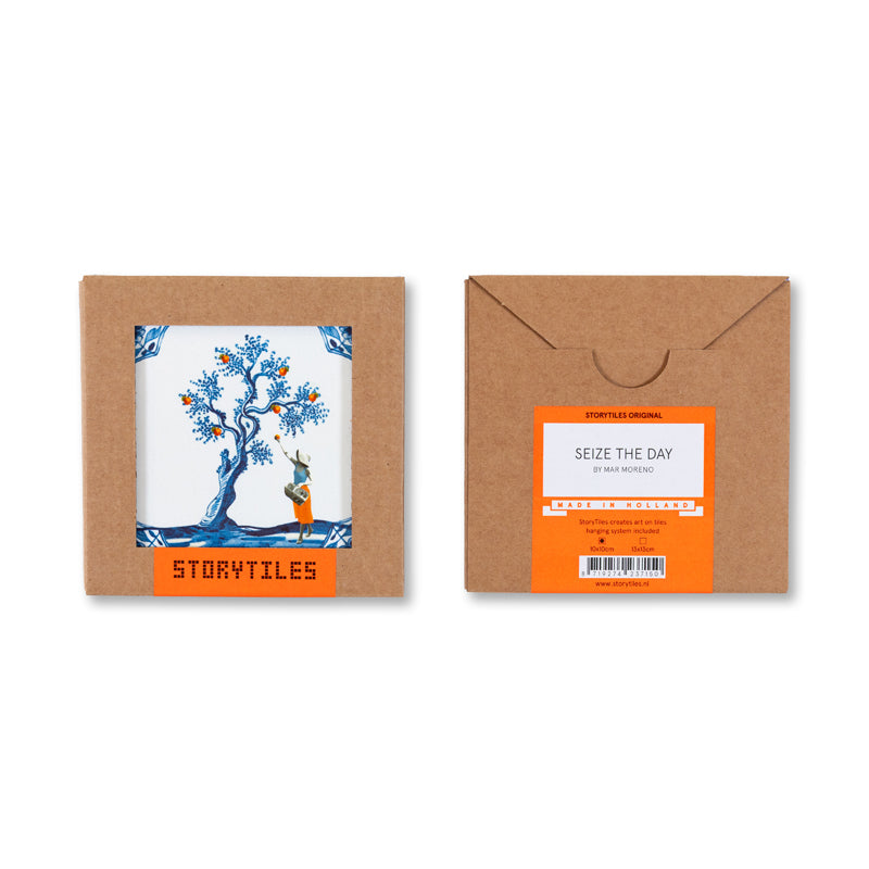 Storytiles Delft Blue Pluk de dag Wandfliese S 10x10 cm Apfel