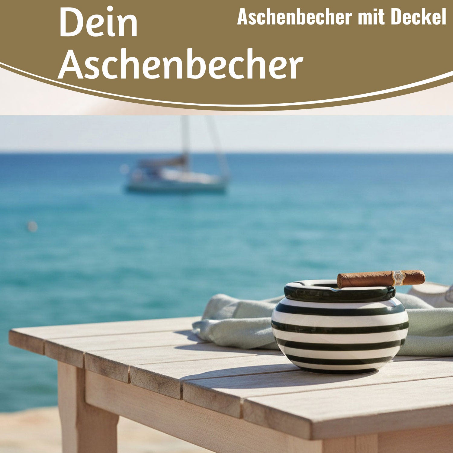 LS-LebenStil Sturmaschenbecher XL 14x9cm Schwarz-Weiß Keramik