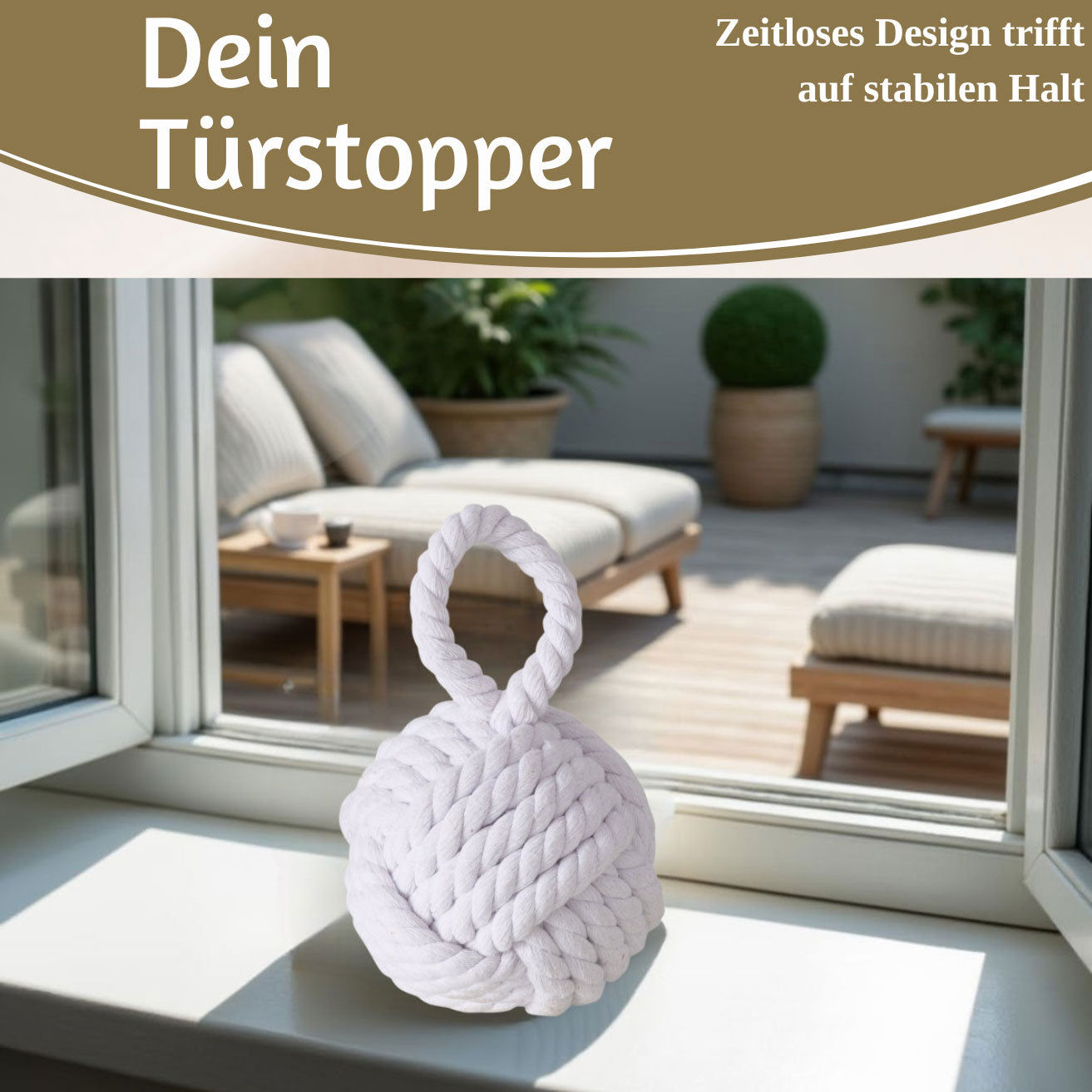 LS-LebenStil Türstopper Malmö Jute Weiß 23cm 1,3kg