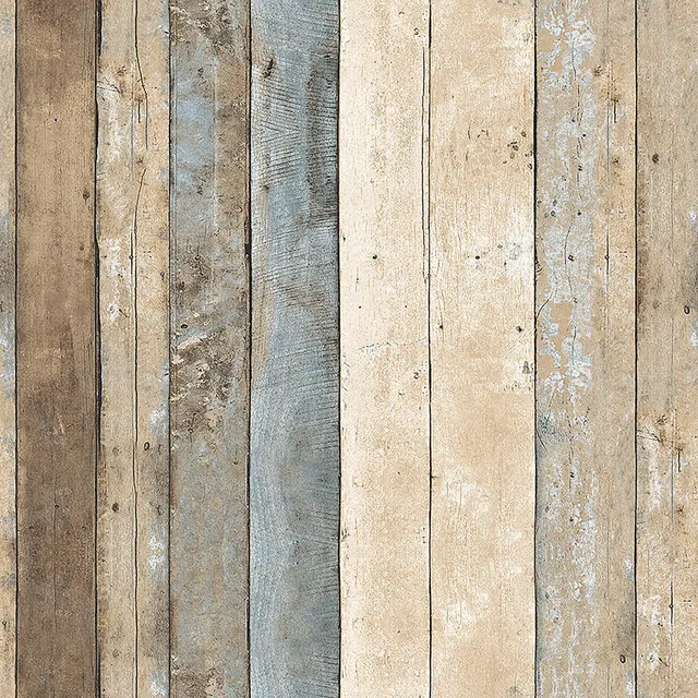 Mineheart Wallpaper Rustic Wood Panel Tapete Beige Cream Holzoptik